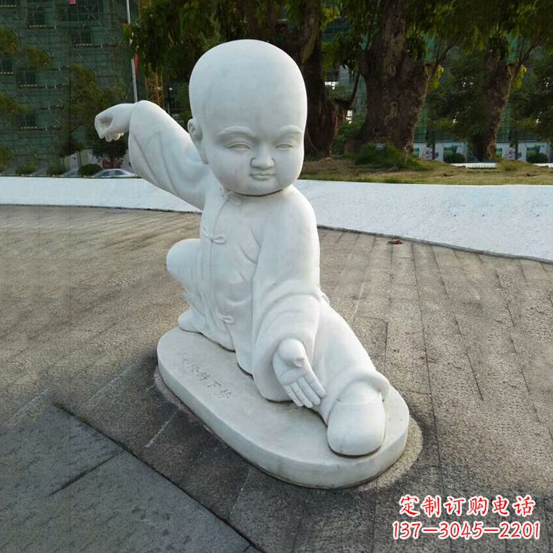 河源瑞士艺术家精美制作的和尚汉白玉石雕塑