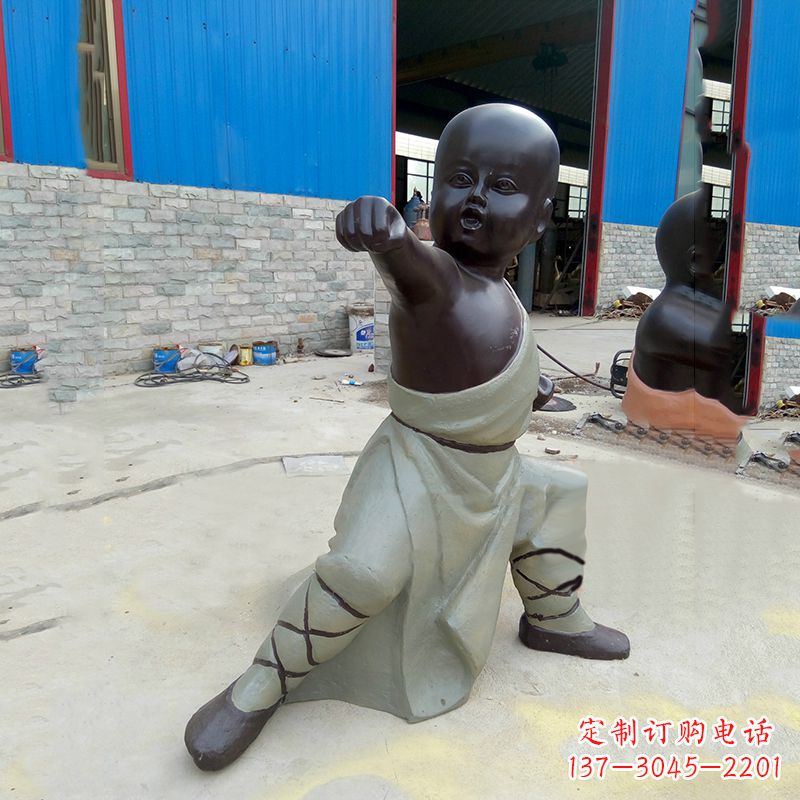 河源精致和尚铜雕塑