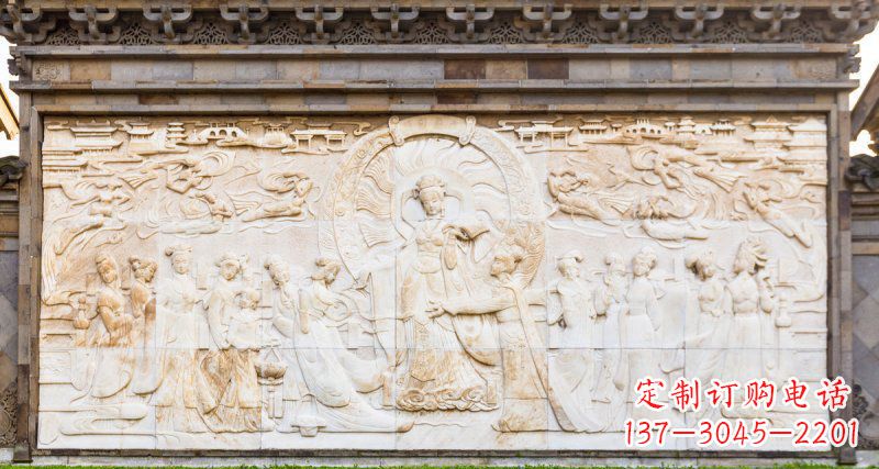 河源中领雕塑:古代人物石浮雕影壁