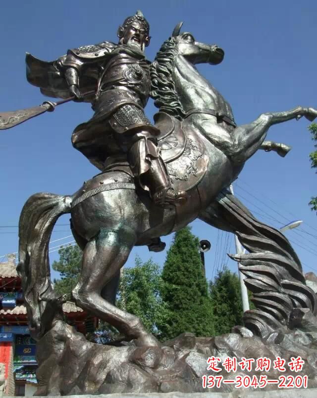 河源精美绝伦的关公骑马雕塑
