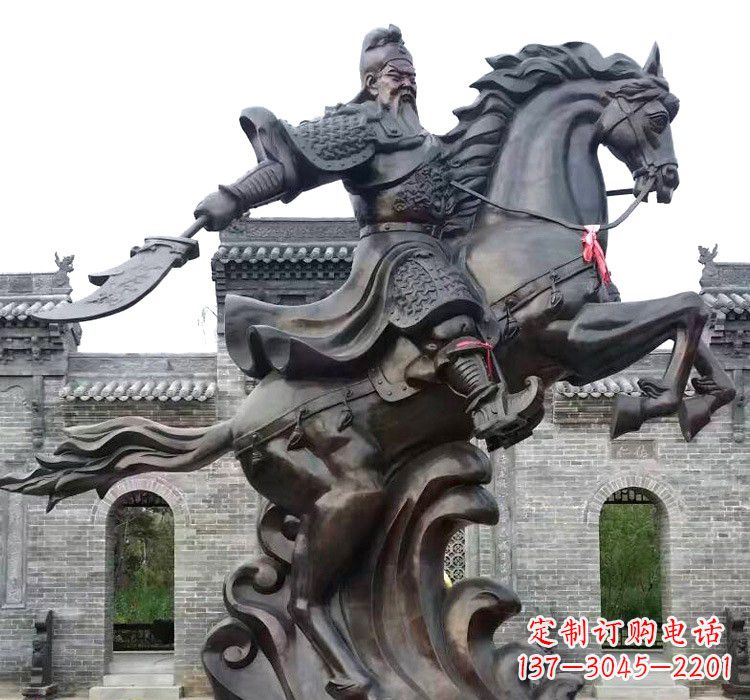 河源精致细腻的关公骑马雕塑