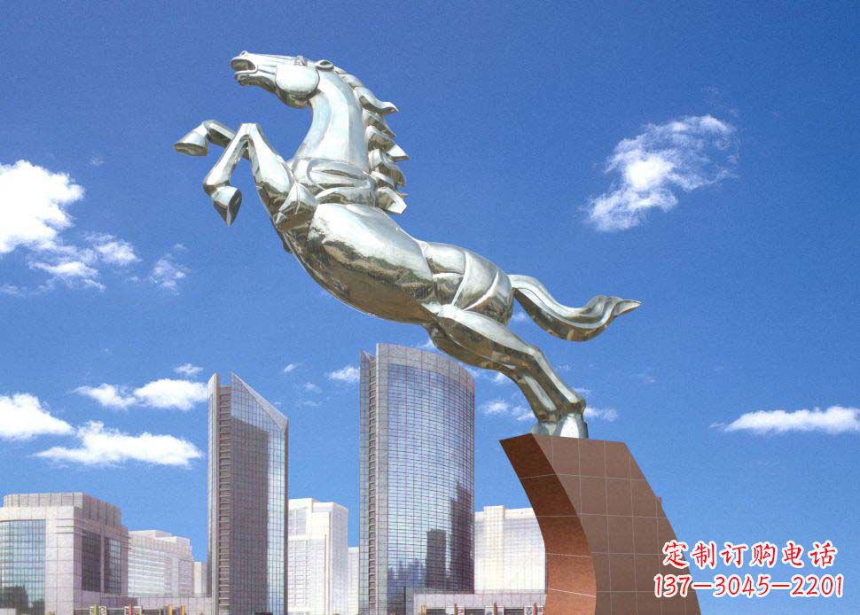 河源全新不锈钢奔马雕塑