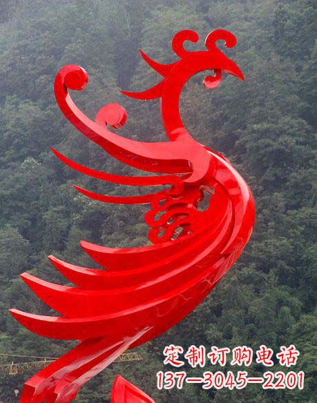 河源广场不锈钢彩色凤凰雕塑
