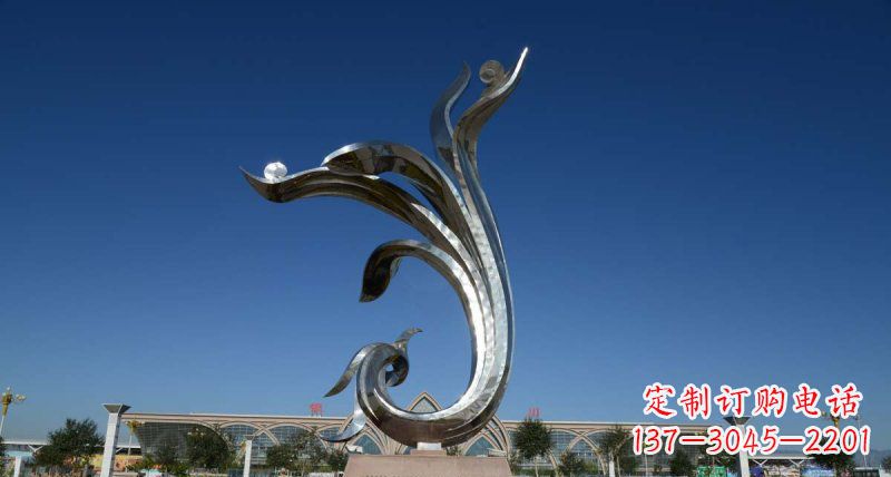 河源广场不锈钢抽象凤凰雕塑 (8)