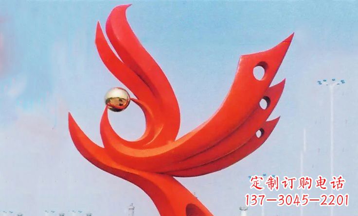 河源新中领雕塑-不锈钢抽象凤凰雕塑