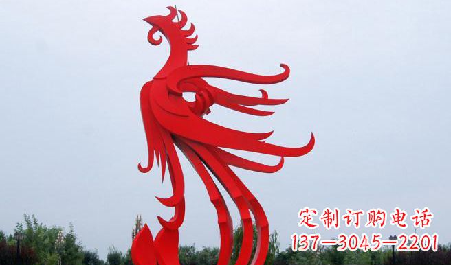 河源广场不锈钢凤凰雕塑 (3)