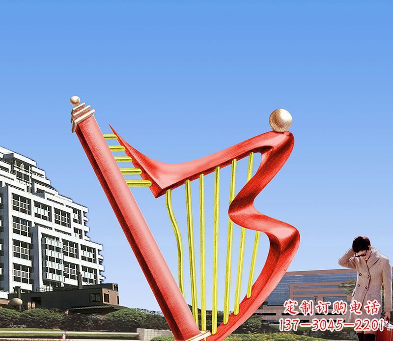 河源精美不锈钢竖琴雕塑