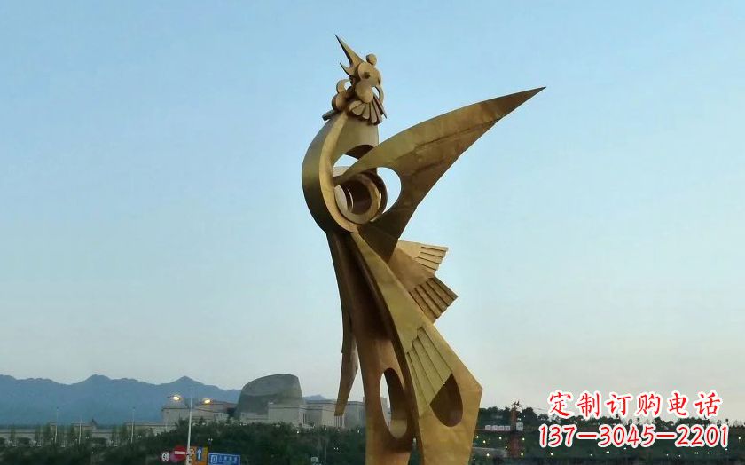 河源中领雕塑出品古典典雅不锈钢凤凰雕塑