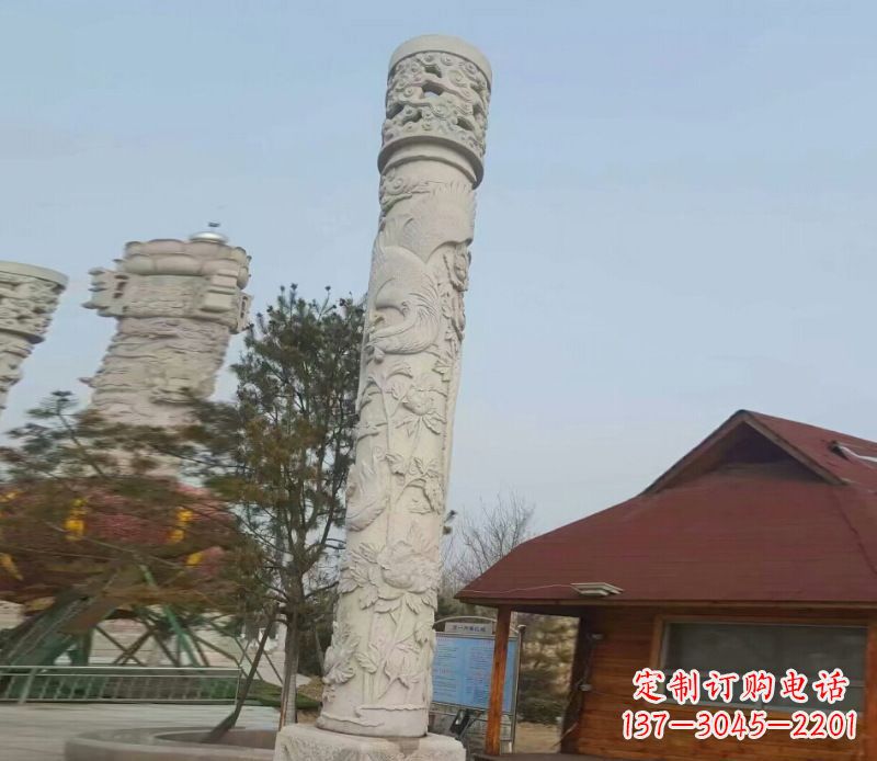 河源迎宾龙柱石雕——大理石景观雕刻精美艺术品