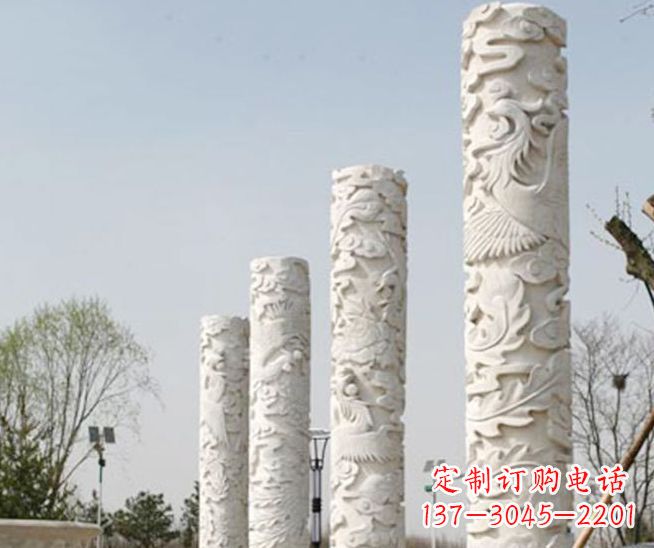 河源尊贵优雅,凤凰浮雕龙柱景观石雕