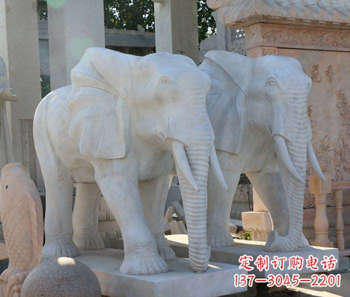 河源广场景观大理石大象石雕 (3)