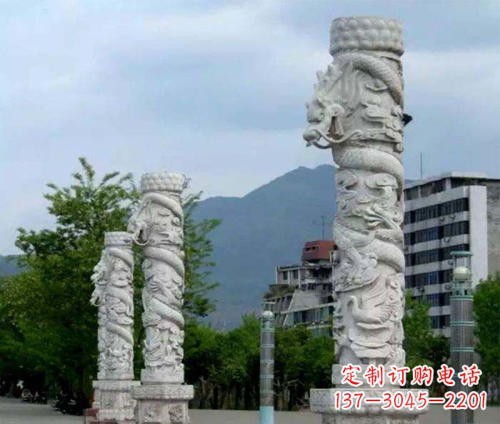 河源精美工艺大理石龙柱雕塑