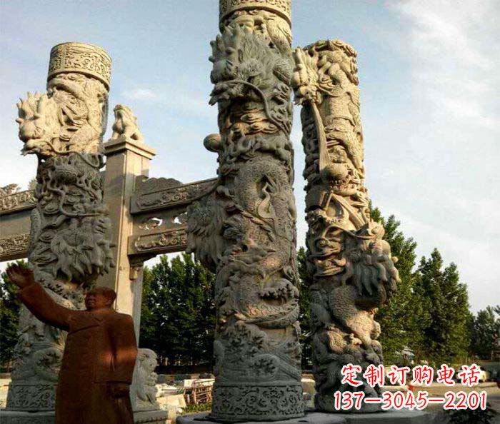 河源中领雕塑推出的震撼龙柱大理石雕,是一种典…