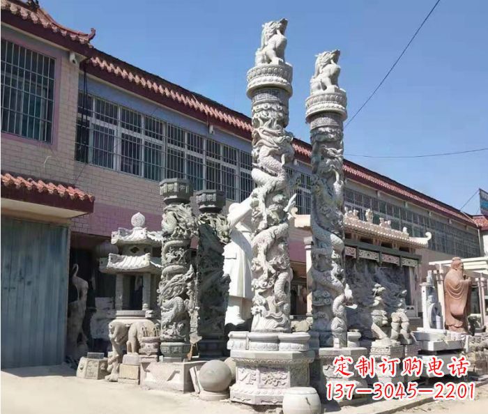 河源广场景观大理石龙柱石雕_1