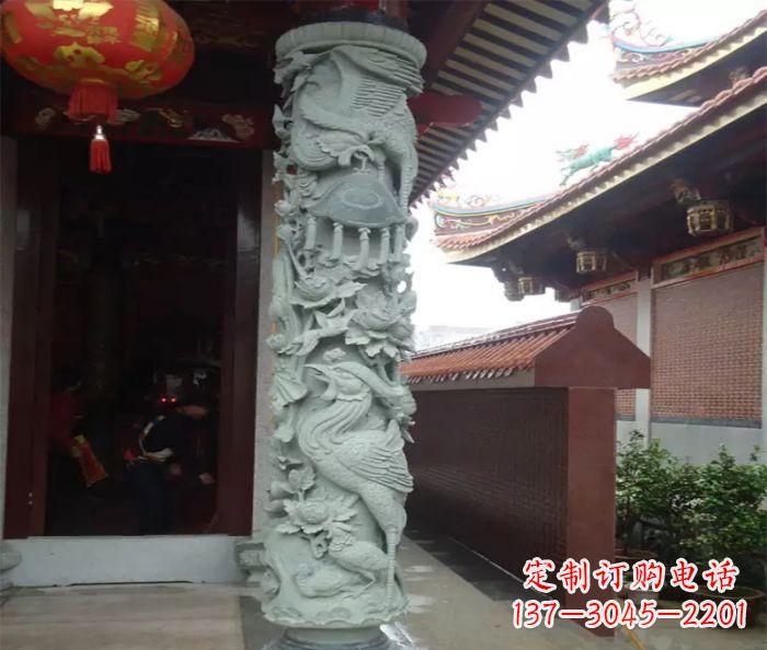 河源大理石龙柱雕塑,为室内景观带来活力