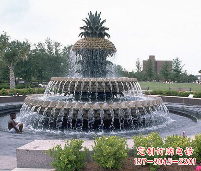 河源广场景观大型菠萝喷泉石雕