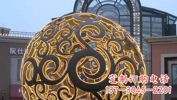 河源镂空球形喷泉雕塑无锈钢精美装点空间