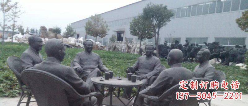 河源广场伟人喝茶人物铜雕