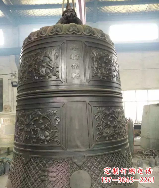 河源国泰民安铜钟寺庙铜雕-传统工艺精美的铜钟雕塑