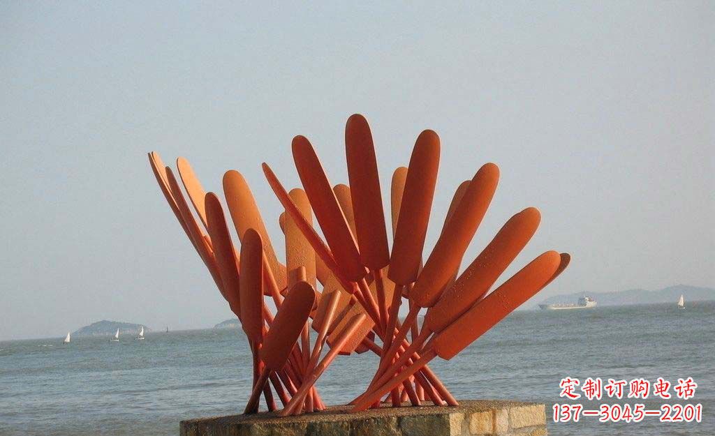 河源海边不锈钢抽象船桨雕塑