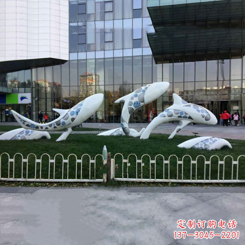 河源城市绿地观赏海豚雕塑