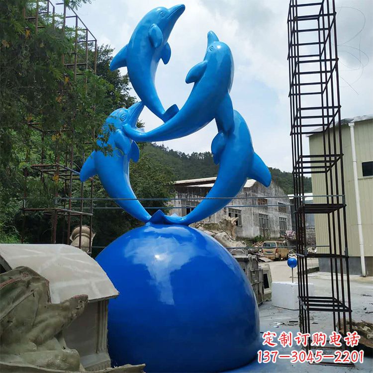 河源海豚钢筋玻璃景观雕塑