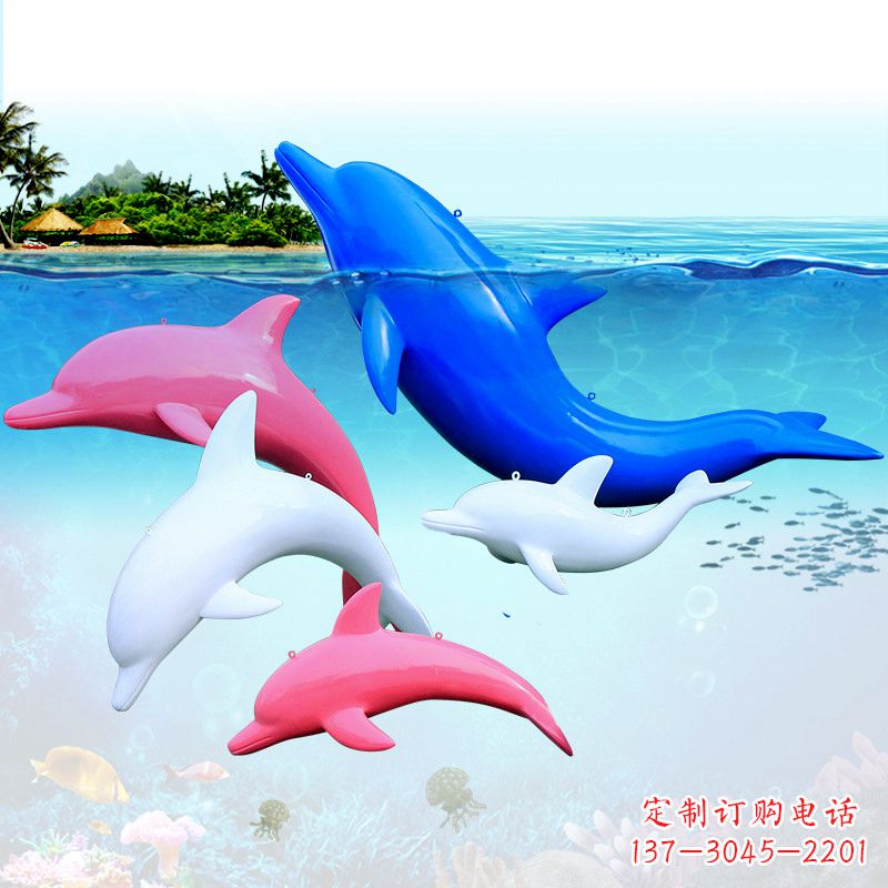 河源海豚彩绘玻璃钢雕塑