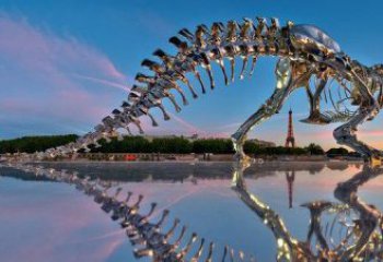 河源魅力无穷的不锈钢恐龙骨架雕塑
