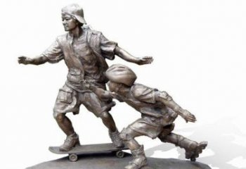 河源令人惊叹的广场滑板男孩铜雕塑