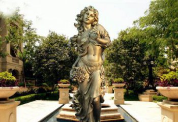 河源华丽蓬勃的铜雕女神像