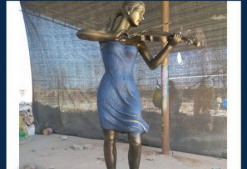 河源精美细腻的西方美女拉小提琴人物雕塑
