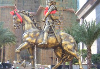 河源华丽的骑士雕塑，引人注目的西方骑马战士纪念铜雕