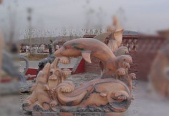 河源海豚海浪石雕，精美艺术品
