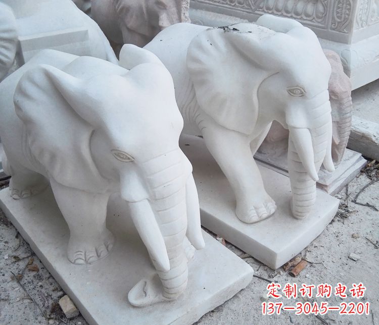 河源艺术精品-汉白玉动物大象雕塑