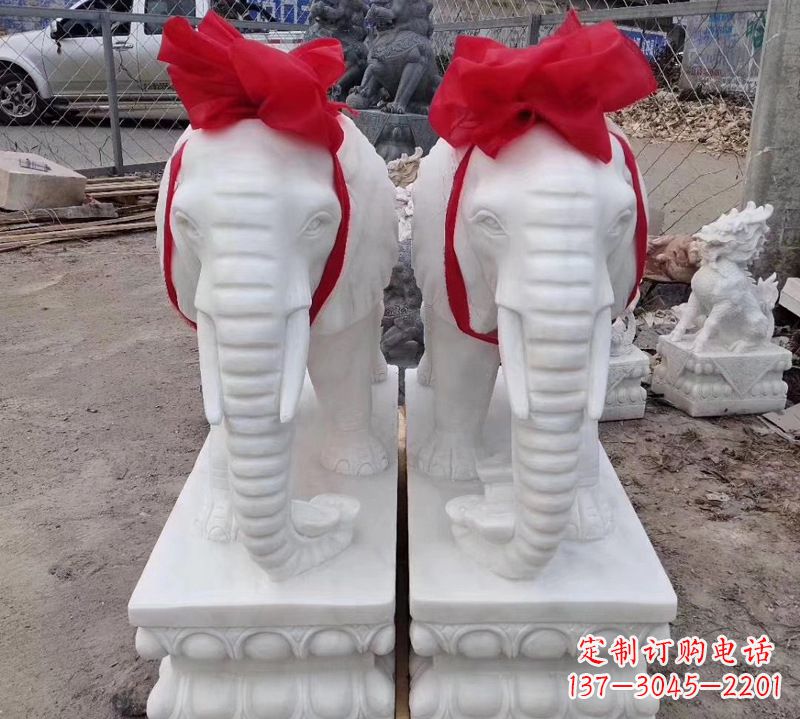 河源汉白玉大象石雕