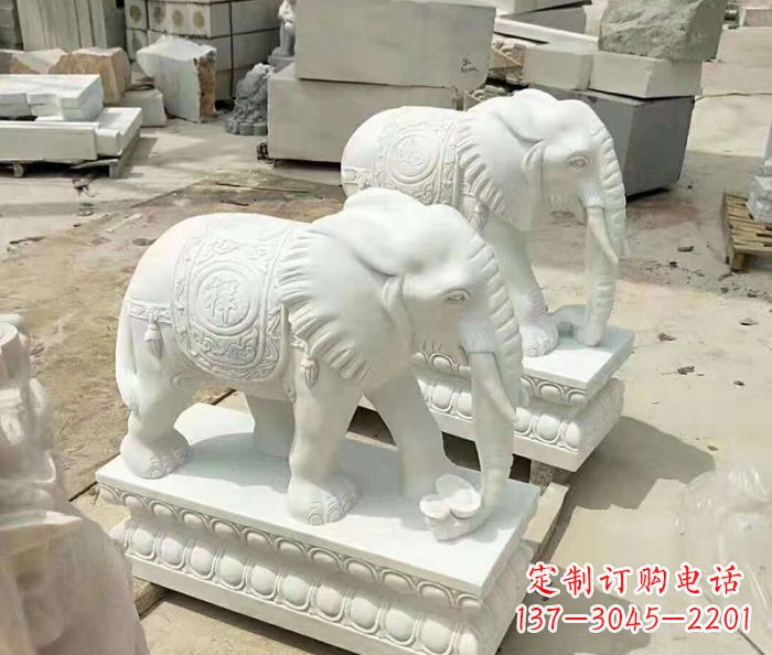 河源汉白玉大象招财动物石雕