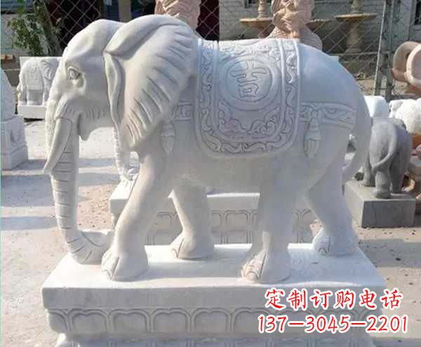 河源汉白玉吉祥如意招财镇宅大象石雕_1