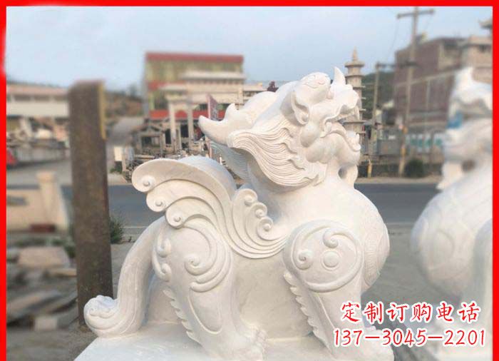 河源中领雕塑:精美汉白玉貔貅门口招财石雕