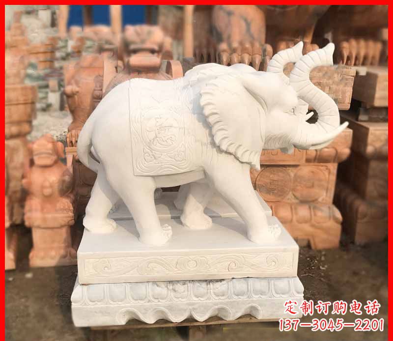 河源汉白玉招财大象雕塑