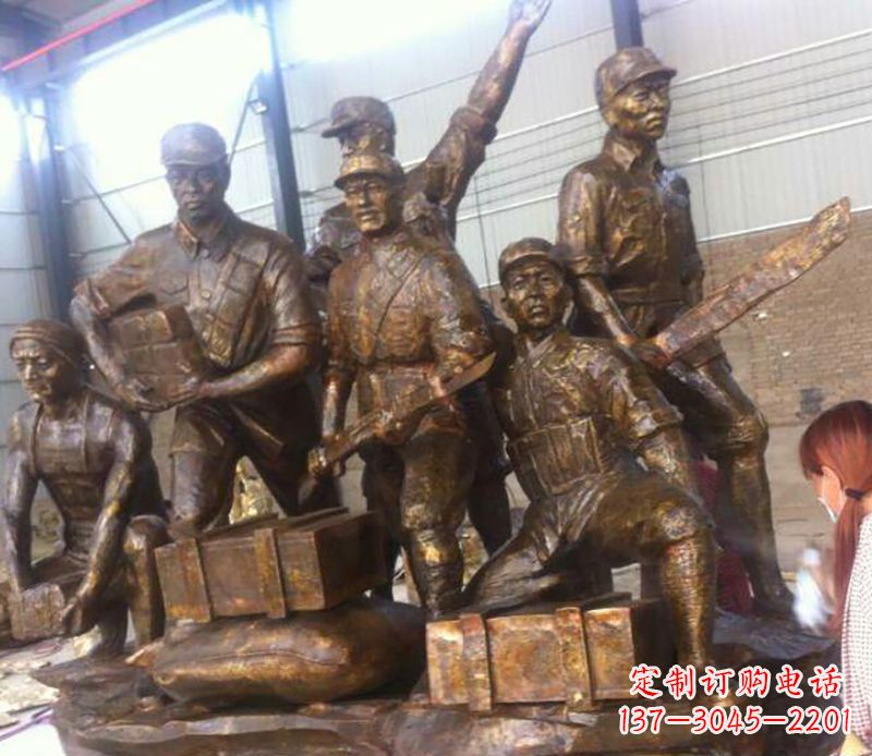 河源红军打仗铜雕