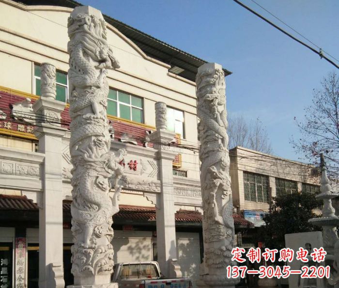 河源汇聚古灵神韵的大理石龙柱雕塑