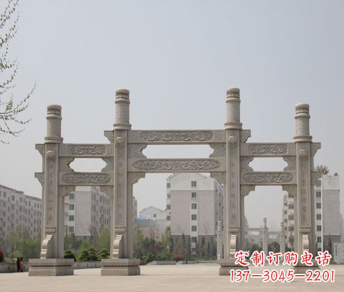 河源上中领雕塑:牌坊石雕定制