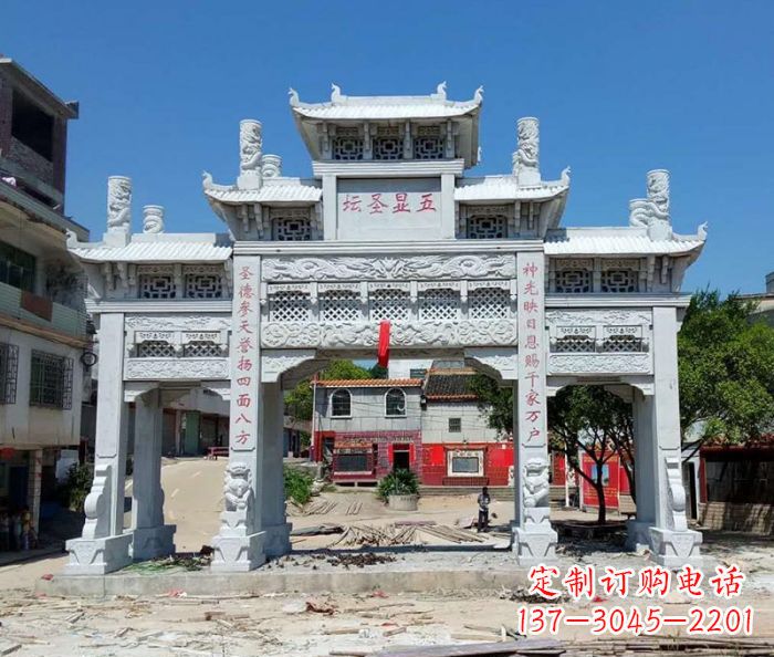 河源景区三门牌坊石雕_2 (2)