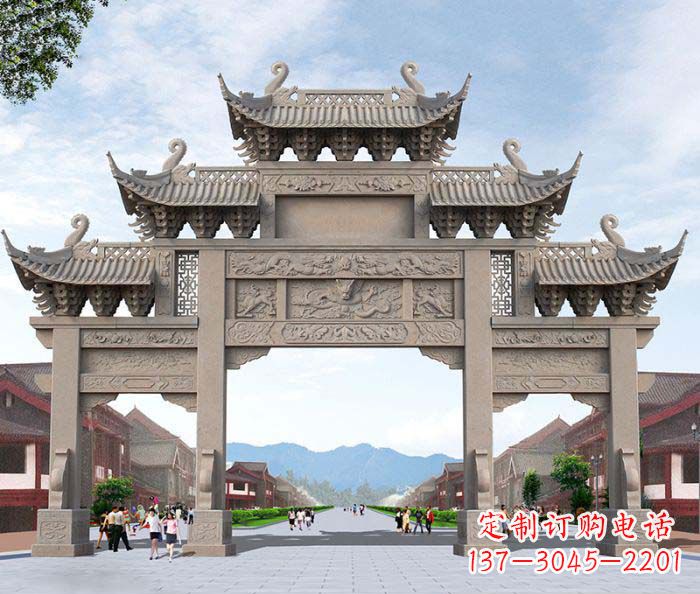 河源景区三门石雕牌楼 (3)