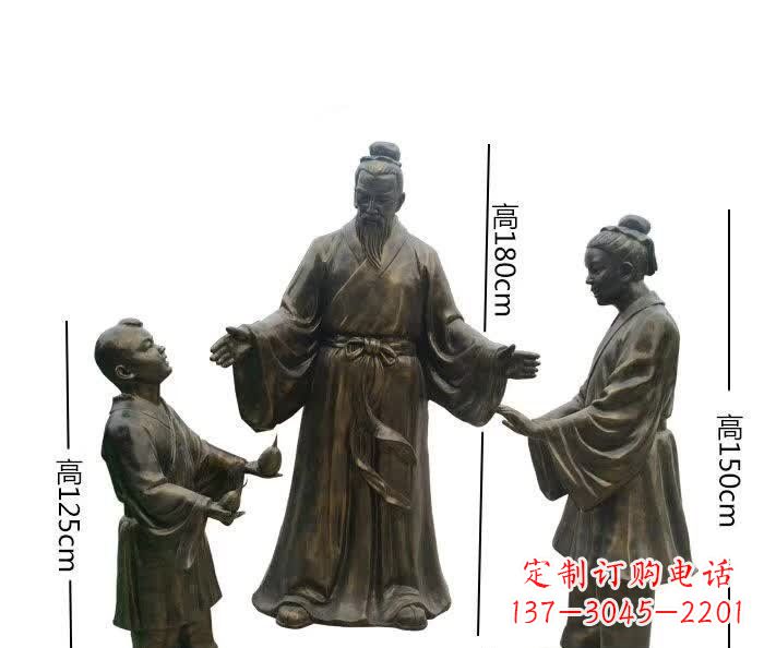 河源经典传承,孔融让梨人物铜雕
