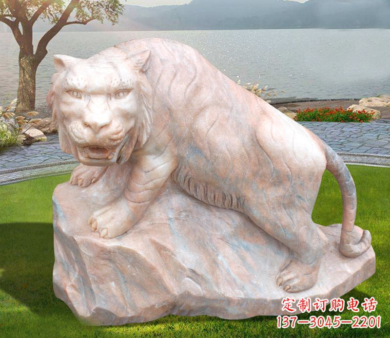 河源金灿灿的老虎石雕公园动物摆件