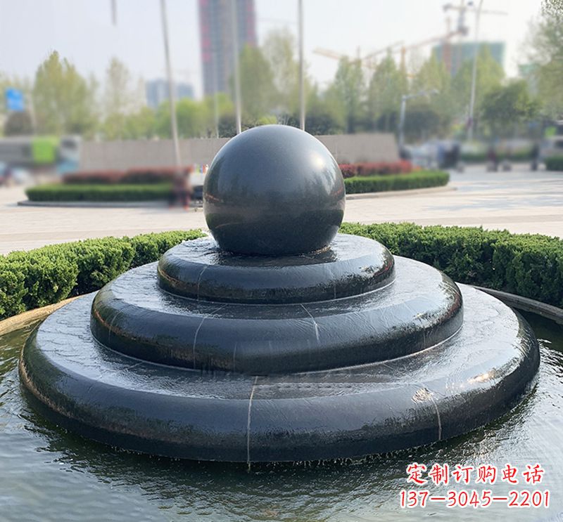 河源临沂石雕风水球喷泉,雕塑定制专属于您