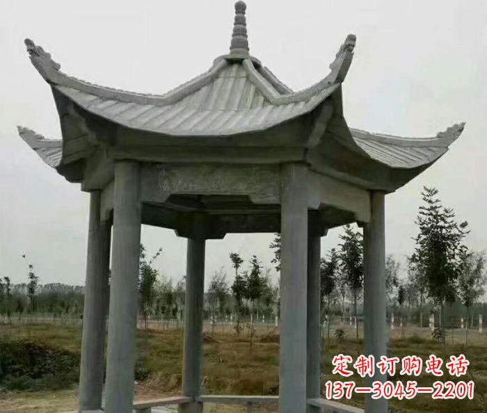 河源精美六角石凉亭雕塑