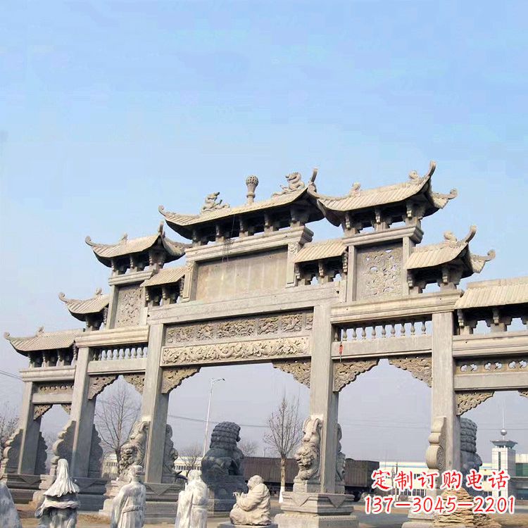 河源精美牌坊石雕造型精致大气