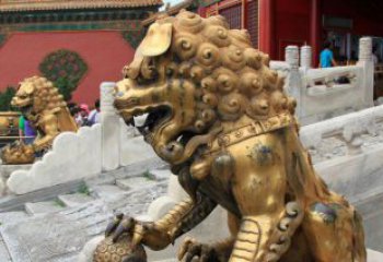 河源黄铜狮子故宫狮雕塑，高端定制艺术品